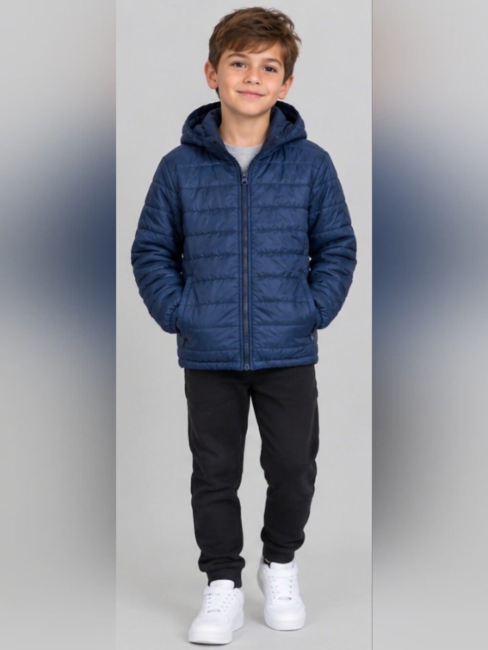Kids Navy Quilted Puffer Jacket